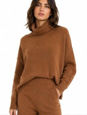 Vince Camuto Pumpkin Color Turtleneck Sweater Drop Shoulder